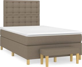 vidaXL Κρεβάτι Boxspring με Στρώμα Taupe 120x190 εκ. Υφασμάτινο
