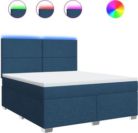 vidaXL Κρεβάτι Boxspring με Στρώμα Μπλε 180x200 εκ. Υφασμάτινο