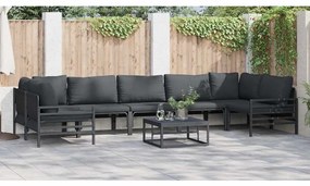 vidaXL Σετ Καναπέ Κήπου με μαξιλάρι 7 pcs Μαύρο Ατσάλι