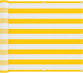 vidaXL Οθόνη Μπαλκονιού Κίτρινο και Λευκό 100 x 200 cm Ύφασμα Όξφορντ