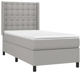 Κρεβάτι Boxspring με Στρώμα Ανοιχτό Γκρι 80x200 εκ. Υφασμάτινο - Γκρι