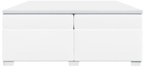 vidaXL Κρεβάτι Boxspring με Στρώμα Λευκό 200x200 εκ. Συνθετικό Δέρμα