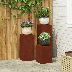 vidaXL Βάση φυτών 3 pcs Σκ rusty Ατσάλι Σκληρυθέν στον Αέρα