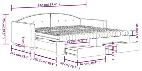 Καναπές Κρεβάτι Συρόμενος Σκ. Γκρι 100x200 εκ. Βελούδο Συρτάρια - Γκρι