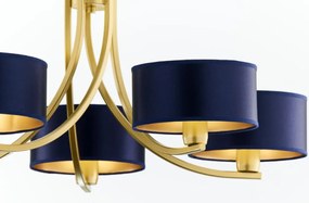 Κρεμαστό Πολύφωτο Arthur Φ75cm Χρυσό με Μπλε Ύφασμα
