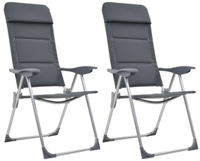 vidaXL Καρέκλες Camping 2 τεμ. Γκρι 58 x 69 x 111 εκ. από Αλουμίνιο