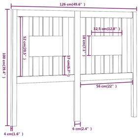 vidaXL Κεφαλάρι Καφέ 126 x 4 x 100 εκ. από Μασίφ Ξύλο Πεύκου