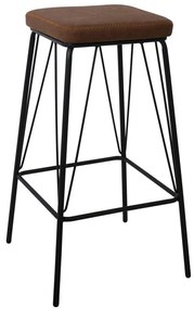 WOODWELL ΕΜ779,2PANTON Σκαμπό BAR, Μέταλλο Βαφή Μαύρο, PU Απόχρωση Vintage Brown 43x43x76cm ΕΜ779,2