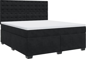 vidaXL Κρεβάτι Boxspring με Στρώμα Μαύρο 180x200 εκ. Βελούδινο