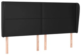 Κεφαλάρι με Πτερύγια Μαύρο 203x23x118/128 εκ. Συνθ. Δέρμα 3117784