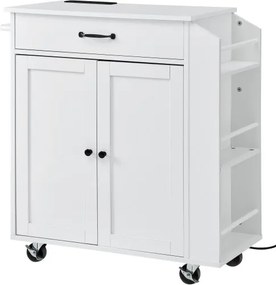 VEVOR Kitchen Island Cart Rolling Storage Cabinet on Wheel with Charging Station