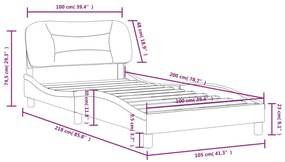 Πλαίσιο Κρεβατιού με Κεφαλάρι Ανοιχτό Γκρι 100x200εκ.Υφασμάτινο - Γκρι