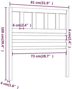 vidaXL Κεφαλάρι Κρεβατιού 81x4x100 εκ. από Μασίφ Ξύλο Πεύκου
