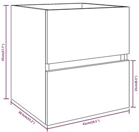 Ντουλάπι Νιπτήρα Καπνιστή Δρυς 41x38,5x45 εκ. Επεξεργ. Ξύλο - Καφέ