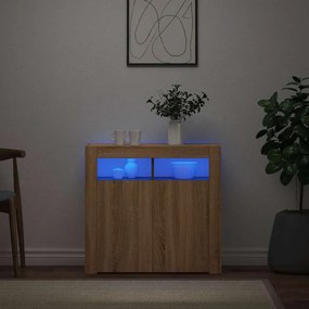 vidaXL Ντουλάπι με LED Sonoma Δρυς 80 x 35 x 75 εκ.
