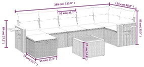 Σετ Καναπέ Κήπου 8 τεμ. Μικτό Μπεζ Συνθετικό Ρατάν με Μαξιλάρια - Μπεζ