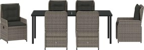 vidaXL Σέτ φαγητού για κήπο 7 pcs Γκρι συνθετικό ρατάν