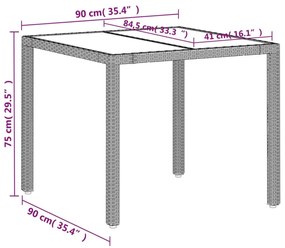 Τραπέζι Κήπου με Γυάλινη Επιφάνεια Αν. Γκρι 90x90x75 εκ Ρατάν - Γκρι