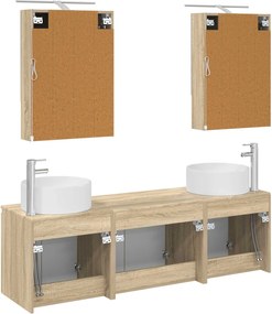 vidaXL Σετ Ντουλαπιών Μπάνιου 5 pcs Sonoma Δρυς Επεξεργασμένο Ξύλο