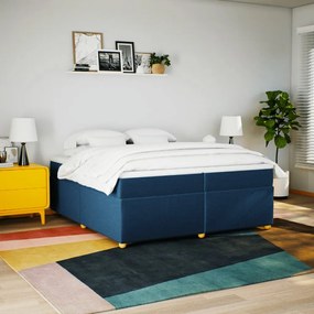 vidaXL Κρεβάτι Boxspring με Στρώμα Μπλε 200x200 εκ. Υφασμάτινο