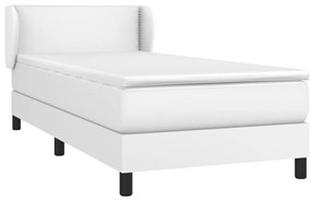 vidaXL Κρεβάτι Boxspring με Στρώμα Λευκό 100x200εκ.από Συνθετικό Δέρμα
