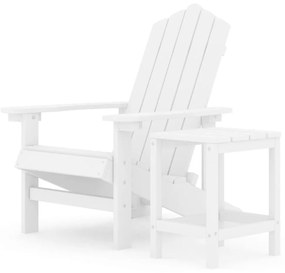 Καρέκλα Κήπου Adirondack Λευκή από HDPE με Τραπεζάκι - Λευκό