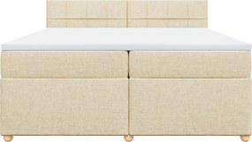 vidaXL Κρεβάτι Boxspring με Στρώμα Κρεμ 200x200 εκ. Υφασμάτινο