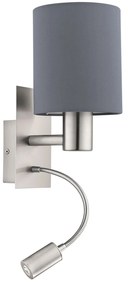 Φωτιστικό Τοίχου Pasteri 96479 Grey Eglo Metal, Fabric