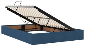 vidaXL LED Κρεβάτι αποθήκευσης με στρώμα Μπλε 140 x 190 cm Ύφασμα