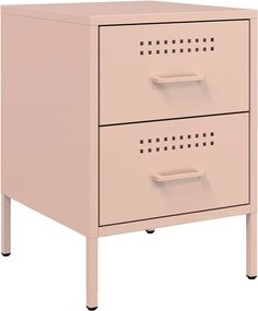 vidaXL Κομοδίνο Ροζ 36x39x50,5 εκ. από Χάλυβα