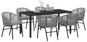 vidaXL Σέτ φαγητού για κήπο 7 pcs Ανθρακί Χάλυβας με επίστρωση πούδρας