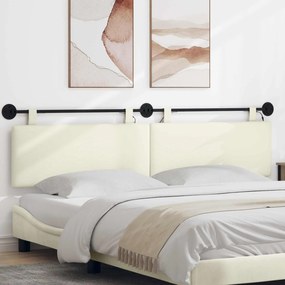 vidaXL Κεφαλάρι κρεβατιού κρεμαστό Κρεμ Υφασμάτινο Κορντουρά