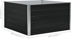 vidaXL Ζαρντινιέρα Ψηλή Ανθρακί 100x100x45 εκ. Γαλβανισμένος Χάλυβας