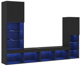 vidaXL LED Ντουλάπα TV Μαύρη Δρυς 30.5x30x102 εκ. Μηχανικά Φτιαγμένη Ξύλινη
