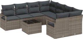 vidaXL Σετ Καναπέ με μαξιλάρι 9 pcs Γκρι συνθετικό ρατάν