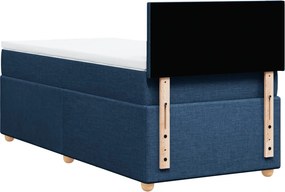vidaXL Κρεβάτι Boxspring με Στρώμα Μπλε 90x190 εκ.Υφασμάτινο