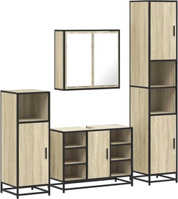 vidaXL Σετ Επίπλων Μπάνιου 4 Τεμαχίων Sonoma Δρυς Επεξεργασμένο Ξύλο