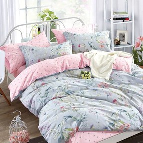 Σεντόνια Σετ 4τμχ 1224 Ciel-Pink Homeline Queen Size 230x260cm 100% Βαμβακοσατέν