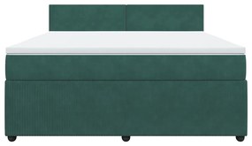 vidaXL Κρεβάτι Boxspring με Στρώμα Σκούρο Πράσινο 180x200εκ. Βελούδινο