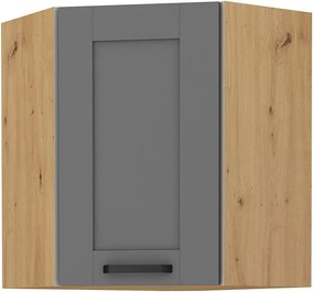 Κρεμαστό ντουλάπι γωνιακό Nelor 60x60 GN 72 1F-Γκρι σπέσιαλ - Φυσικό