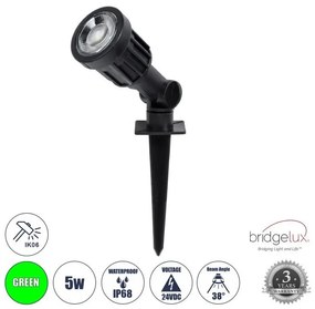 Καρφωτό Σποτ Κήπου 5W IP68 Πράσινο ABS GARDENINI Μαύρο 61544 Globostar-61544-Μαύρο 61544