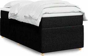 vidaXL Κρεβάτι Boxspring με Στρώμα Μαύρο 100 x 200 εκ. Υφασμάτινο