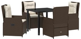 vidaXL Σέτ φαγητού για κήπο 5 pcs Καφέ συνθετικό ρατάν