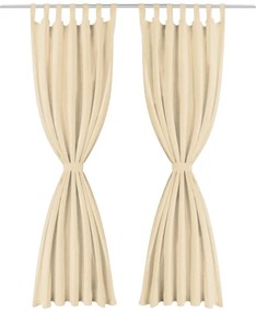 vidaXL Κουρτίνες με Θηλιές 2 τεμ. Μπεζ 140 x 245 εκ. από Microsatin