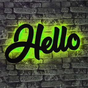 Διακοσμητικό Τοίχου Με Φως Led Hello 692FRW1154 40x69cm Green-Black Wallity Mdf