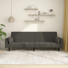 Καναπές Κρεβάτι Διθέσιος Σκούρο Γκρι Βελούδινος &amp; 2 Μαξιλάρια