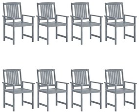 Καρέκλες Κήπου 8 τεμ. Γκρι από Μασίφ Ξύλο Ακακίας - Γκρι