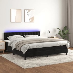 ΚΡΕΒΑΤΙ BOXSPRING ΜΕ ΣΤΡΩΜΑ &amp; LED ΜΑΥΡΟ 160X200 ΕΚ. ΒΕΛΟΥΔΙΝΟ 3134653