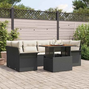 vidaXL Σετ Καναπέ Κήπου 7 pcs Μαύρο και κρεμ 100 x 55 x 73 εκ