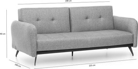 Τριθέσιος Καναπές Κρεβάτι Γκρι RON 100x190x90